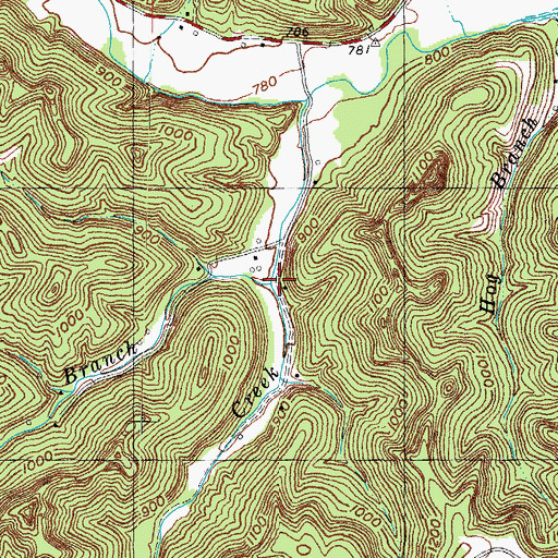 Topographic Map of Long Branch, KY