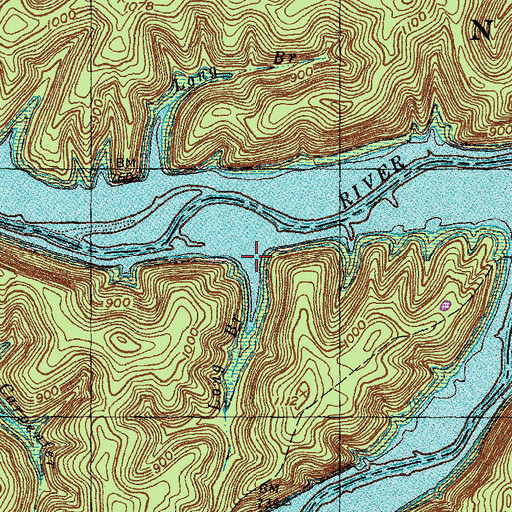 Topographic Map of Long Branch, KY