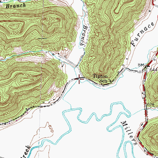 Topographic Map of Long Branch, KY