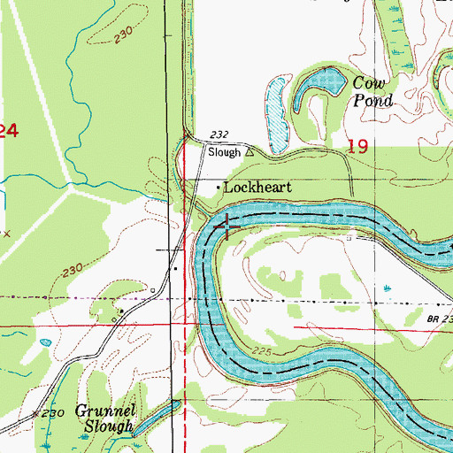 Topographic Map of Lockheart Ferry, AR