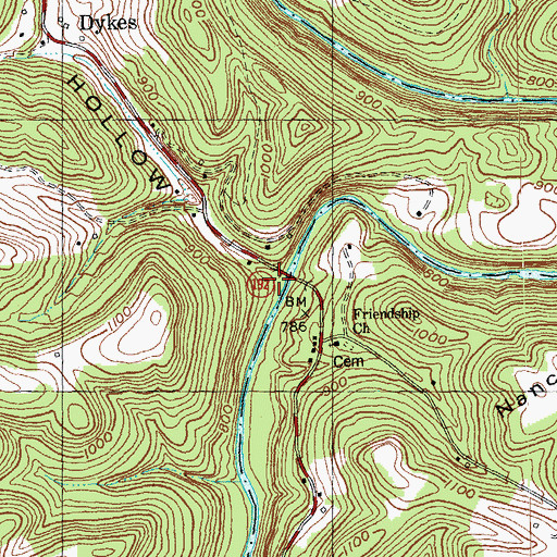 Topographic Map of Long Hollow, KY