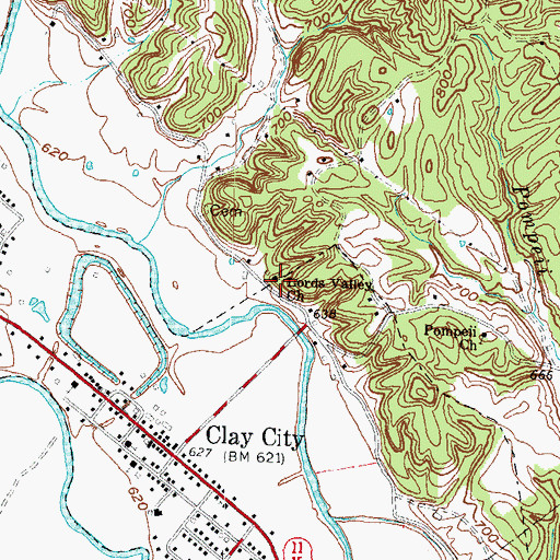 Topographic Map of Lords Valley Methodist Church, KY