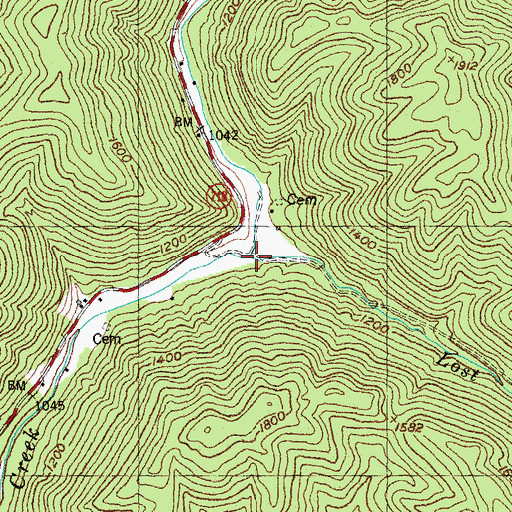 Topographic Map of Lost Fork, KY