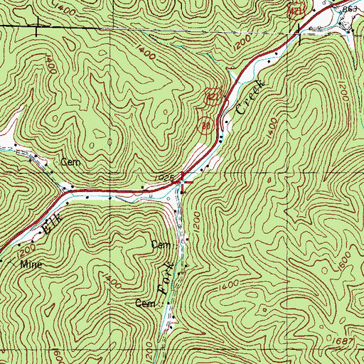 Topographic Map of Lost Fork, KY