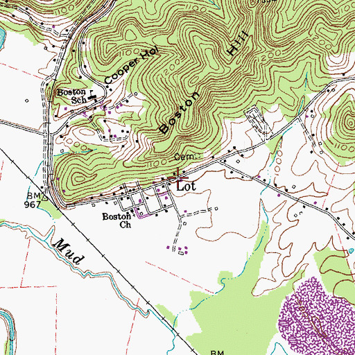 Topographic Map of Lot, KY