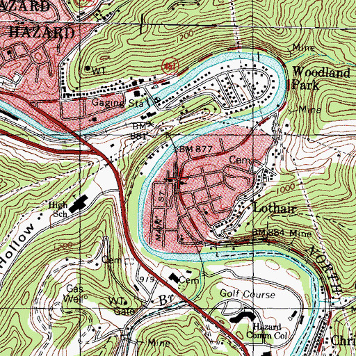Topographic Map of Lothair, KY
