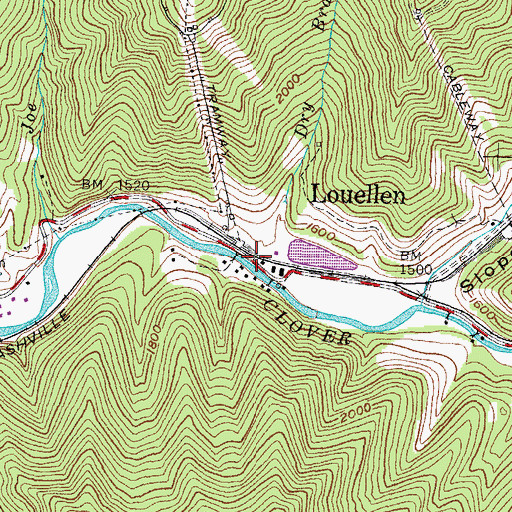 Topographic Map of Louellen, KY