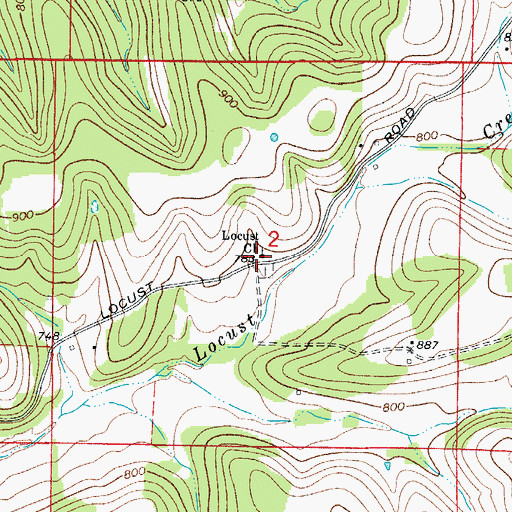 Topographic Map of Locust Church, AR