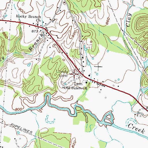Topographic Map of Lovely Cemetery, KY