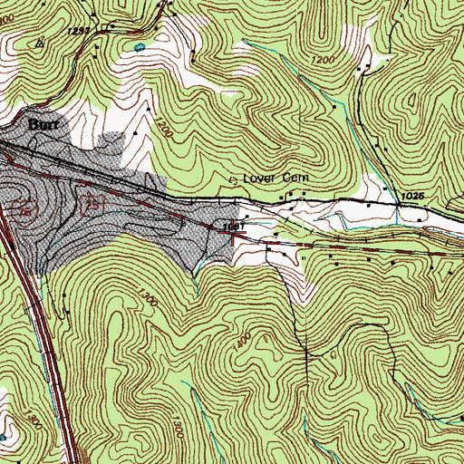 Topographic Map of Lover Cemetery, KY