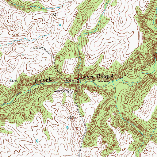 Topographic Map of Loves Chapel, KY