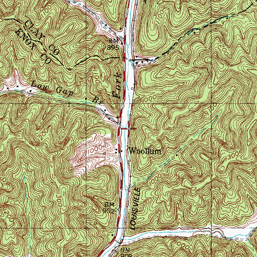 Topographic Map of Low Gap Branch, KY