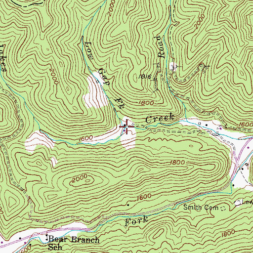 Topographic Map of Low Gap Fork, KY