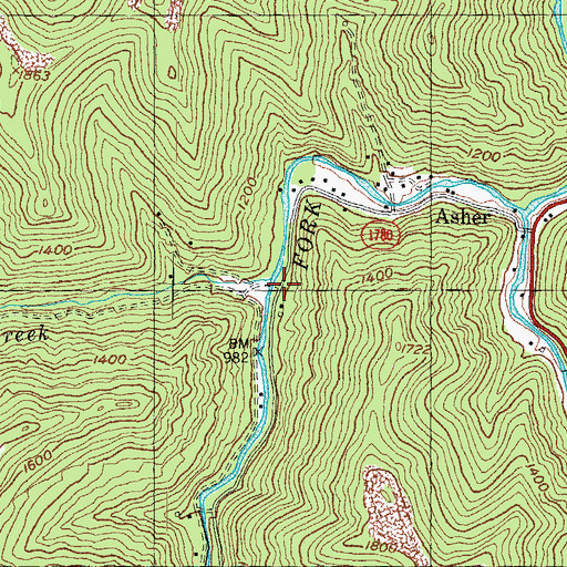 Topographic Map of Lower Bad Creek, KY