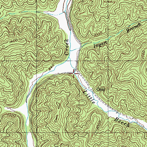 Topographic Map of Lower Beech Creek School, KY