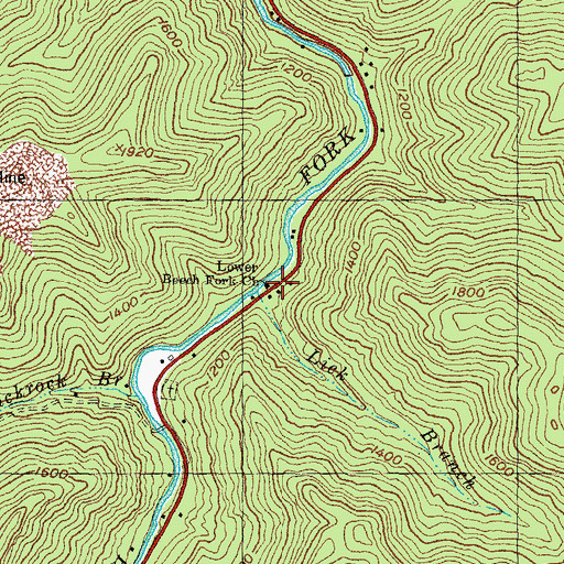 Topographic Map of Lower Beech Fork Church, KY