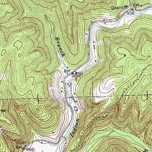 Topographic Map of Lower Bills Branch, KY