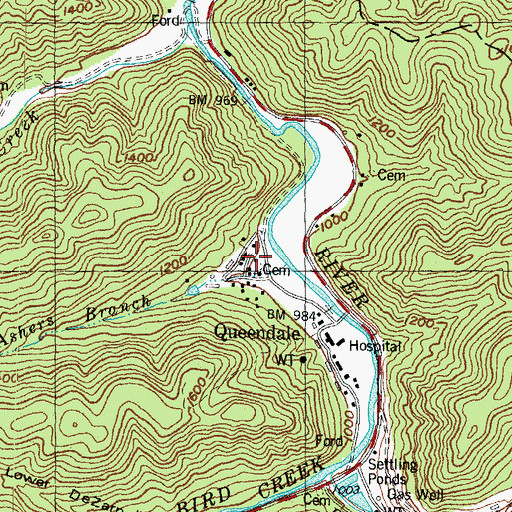 Topographic Map of Lower Bluehole School, KY