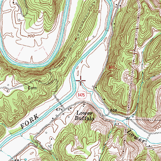 Topographic Map of Lower Buffalo Creek, KY
