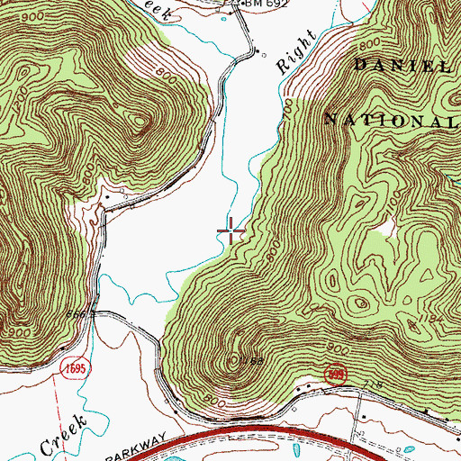 Topographic Map of Lower Cane Creek, KY