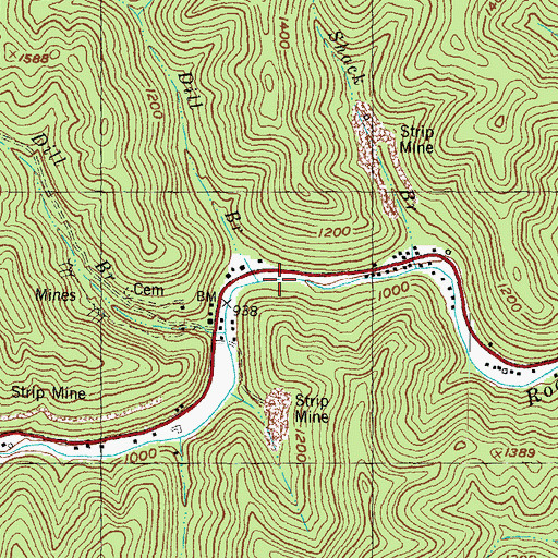 Topographic Map of Lower Dill Branch, KY