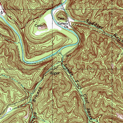 Topographic Map of Lower Fork Cool Spring Branch, KY