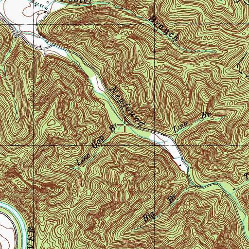 Topographic Map of Lower Gap Branch, KY