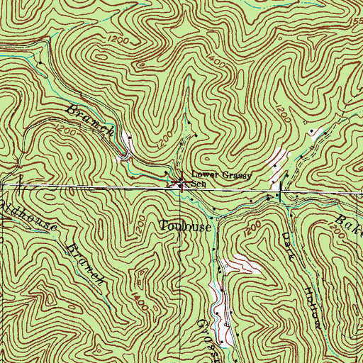 Topographic Map of Lower Grassy School, KY