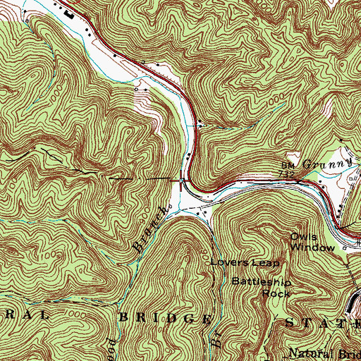 Topographic Map of Lower Hood Branch, KY