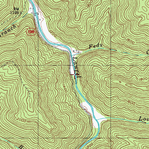 Topographic Map of Lower Laurel Creek School, KY