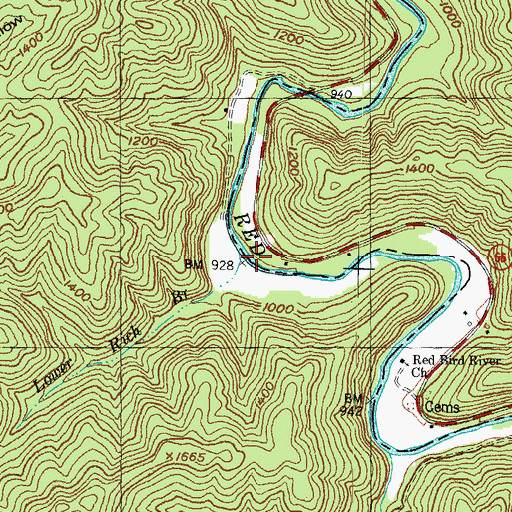 Topographic Map of Lower Rich Branch, KY
