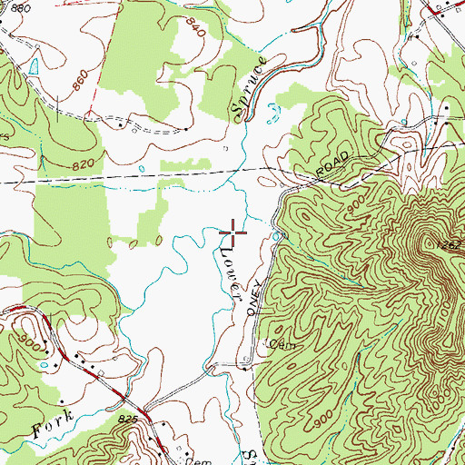 Topographic Map of Lower Spruce Creek, KY