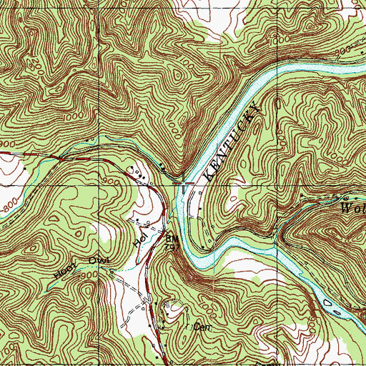 Topographic Map of Lower Teges Creek, KY