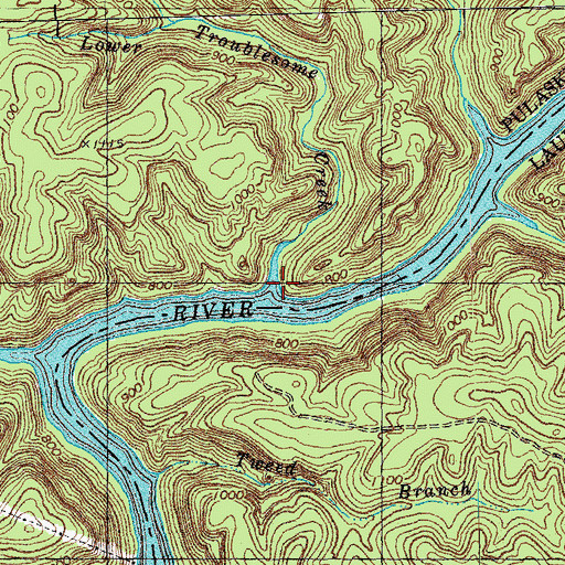 Topographic Map of Lower Troublesome Creek, KY