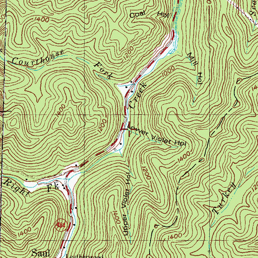 Topographic Map of Lower Violet Hollow, KY