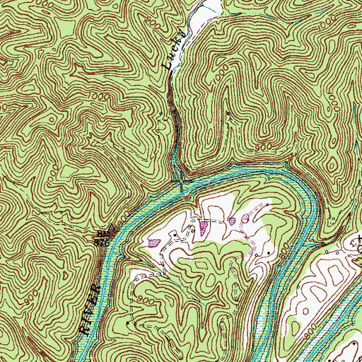 Topographic Map of Lucky Branch, KY