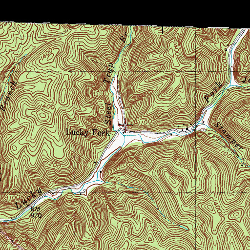 Topographic Map of Lucky Fork, KY