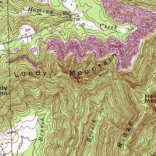 Topographic Map of Lundy Mountain, KY
