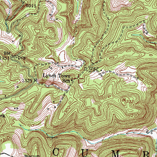 Topographic Map of Lynch Town School, KY