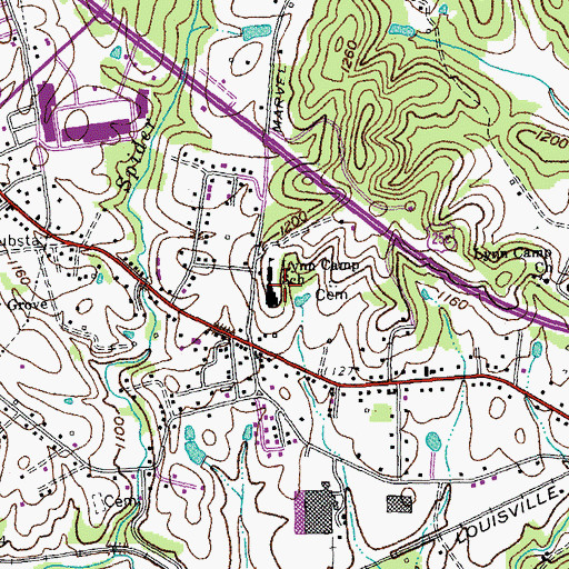 Topographic Map of Lynn Camp School, KY