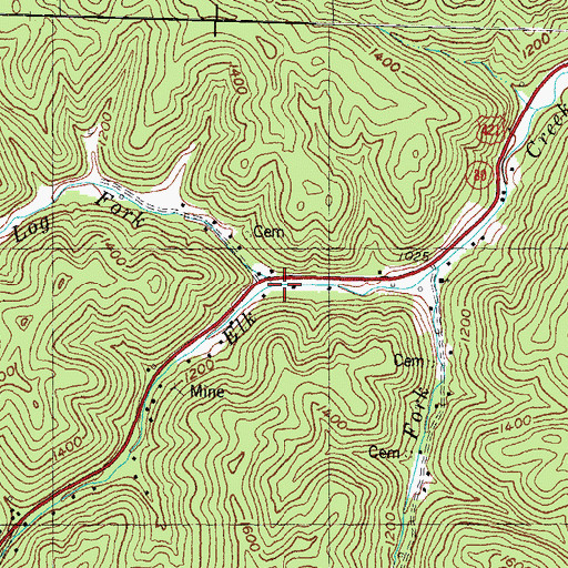 Topographic Map of Lynn Lick Fork, KY