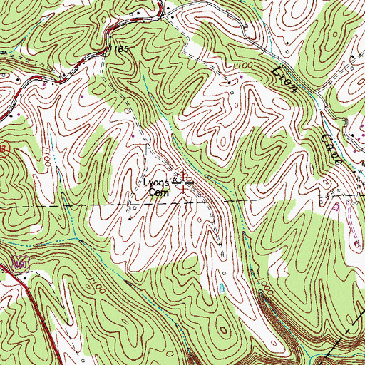Topographic Map of Lyons Cemetery, KY