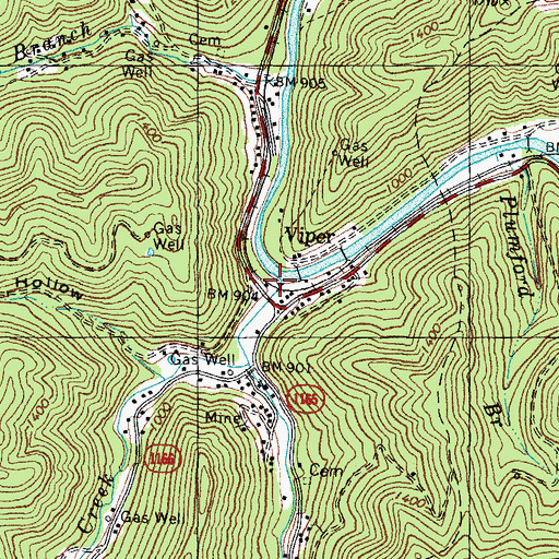 Topographic Map of Maces Creek, KY