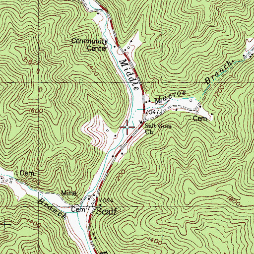 Topographic Map of Macroe Branch, KY