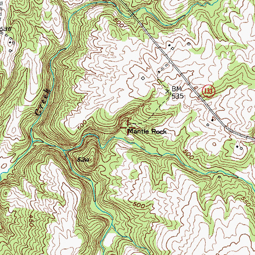 Topographic Map of Mantle Rock, KY