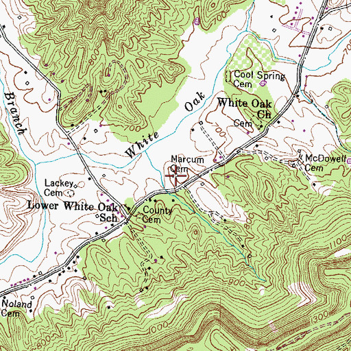 Topographic Map of Marcum Cemetery, KY