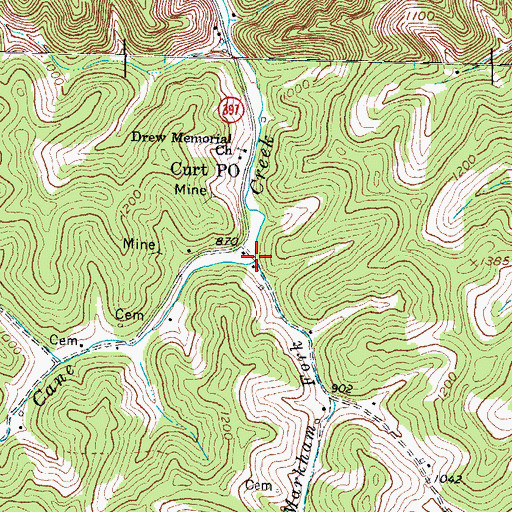 Topographic Map of Markham Fork, KY