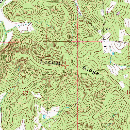 Topographic Map of Locust Ridge, AR