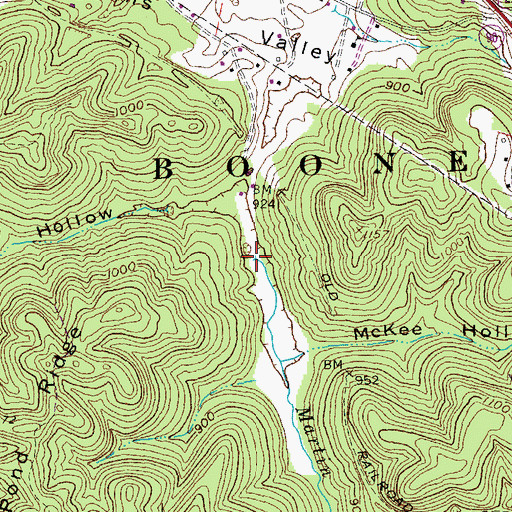 Topographic Map of Martin Creek, KY