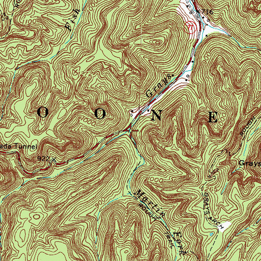 Topographic Map of Martin Fork, KY